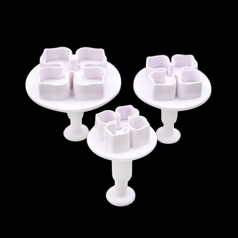 3Pcs/Set Plastic Hydrangea Fondant Cake Decorating Plunger Cutter Flower Blossom Mold Home Cake Tools