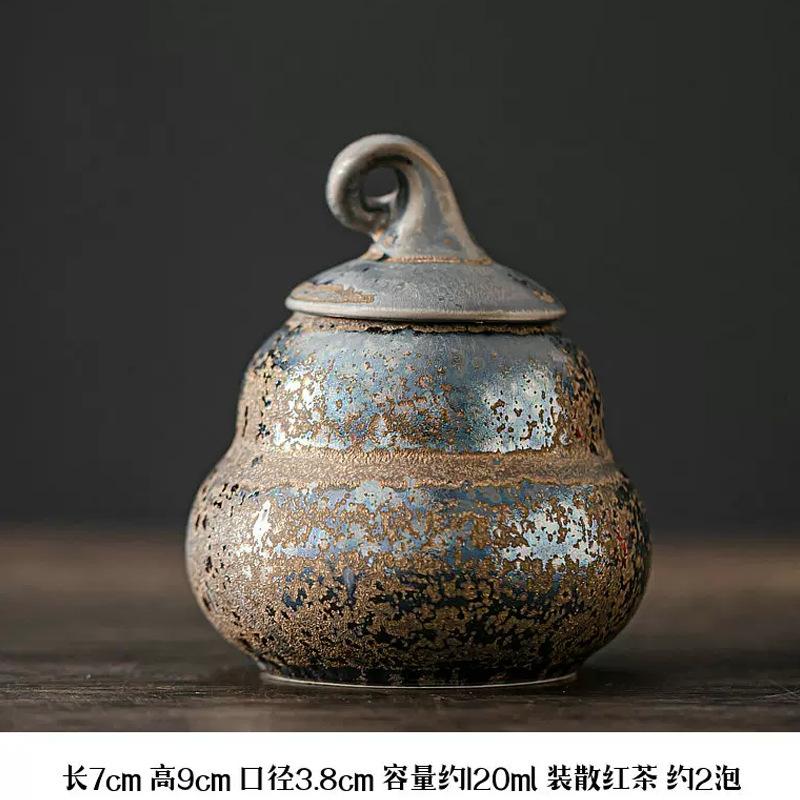 Chinese Ceramic Gourd Decorative Jar with Lid Multipurpose Household Container for Tea Nuts Candy and Coffee Beans Storage Jar