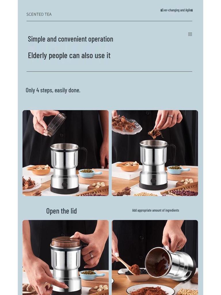 Wielofunkcyjny Młynek Elektryczny do Superdrobnych Ziaren, Zbóż i Ziaren Kawy