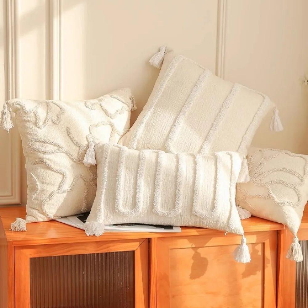 Modern Chenille Pillow Covers Minimalist Textured Sofa Cushion Cases Elegant Bedside Throw Pillowcase Chic Hotel Cushion Covers
