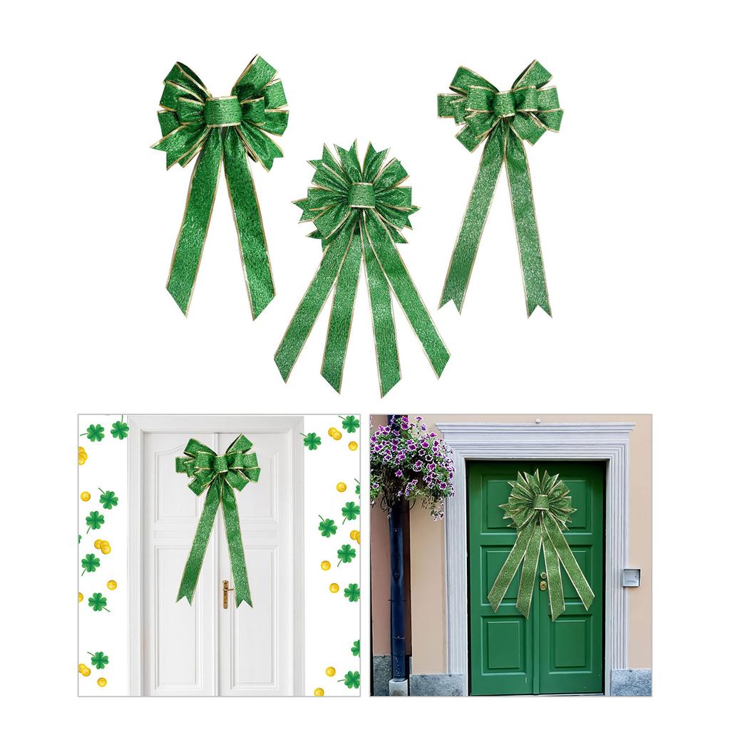 Patrick's Day Wreath Bows Green Glitter Wreath Bow for Front Door Patrick's Day Ornaments for Holiday Party Decor