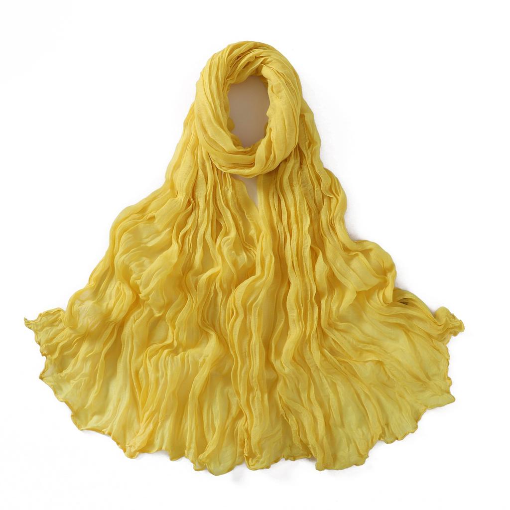 Autumn New Crumpled Scarf For Women Girls Students Solid Color Cotton Voile Thin Scarves Soft Knitting Shawl Female Wrap Shawls