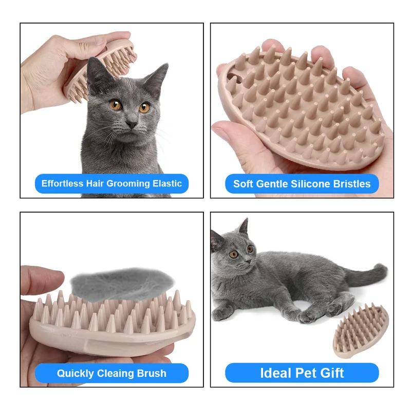 Silicone Pet Bath Brush Dog Cat Massage Comb Soft Bristles Shampoo Scrubber for Grooming Cleaning