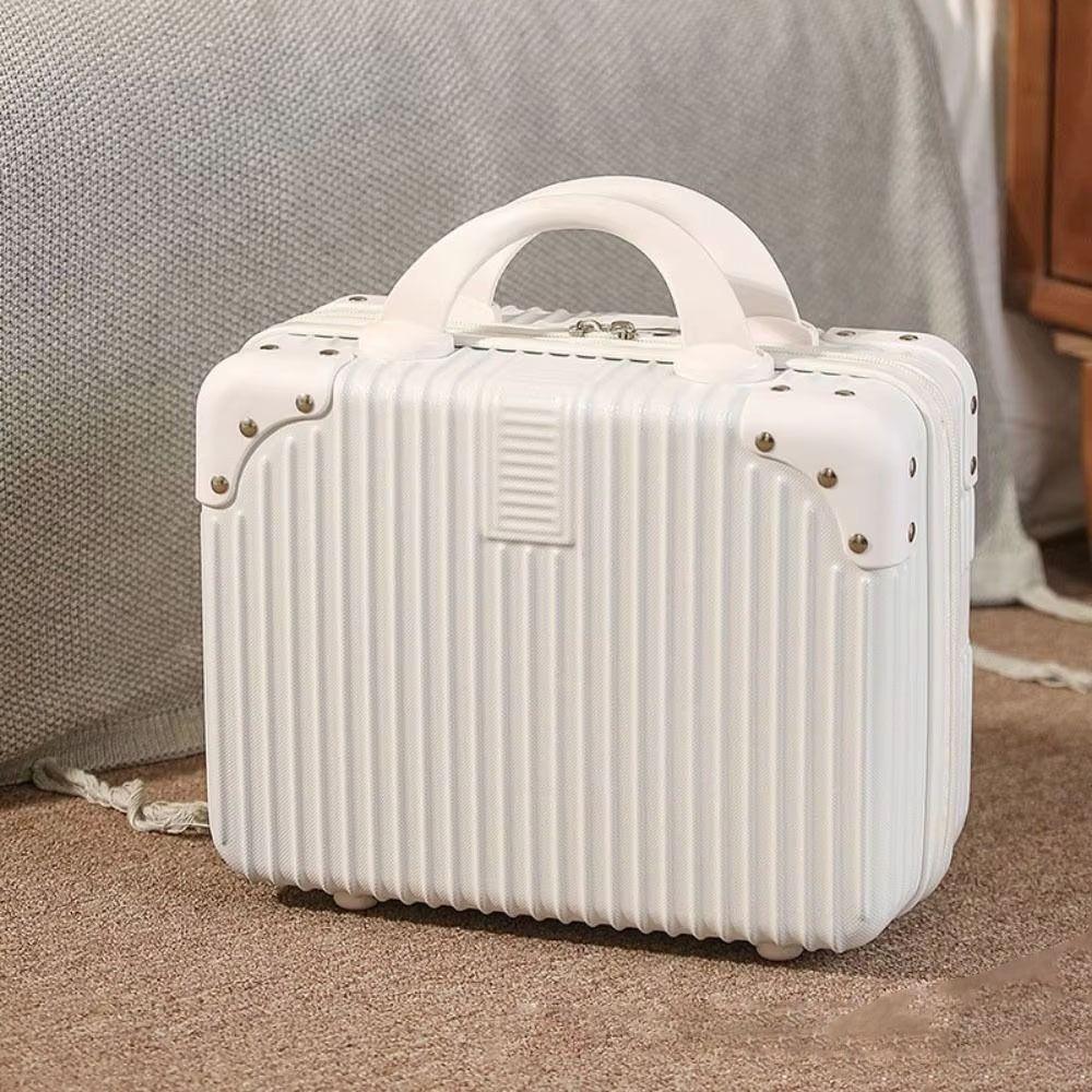 Retro 14 Zoll Make-up Koffer Handtasche Gepäck Reisebox mit Gurten Mini Handgepäck Koffer Flug