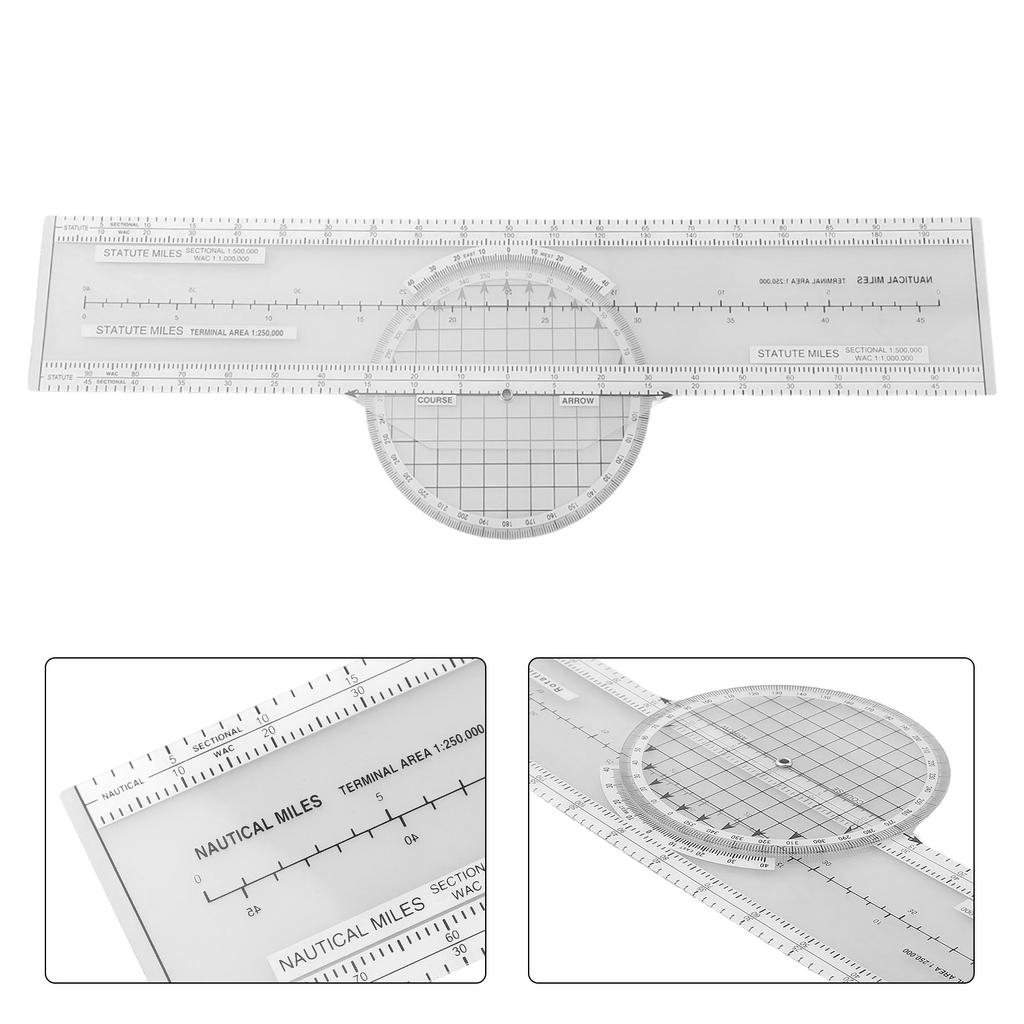 ABS Aviation Flight Navigation Plotter 360-Degree Rotating Aviation Plotter Slide Ruler Used For Pilot Training
