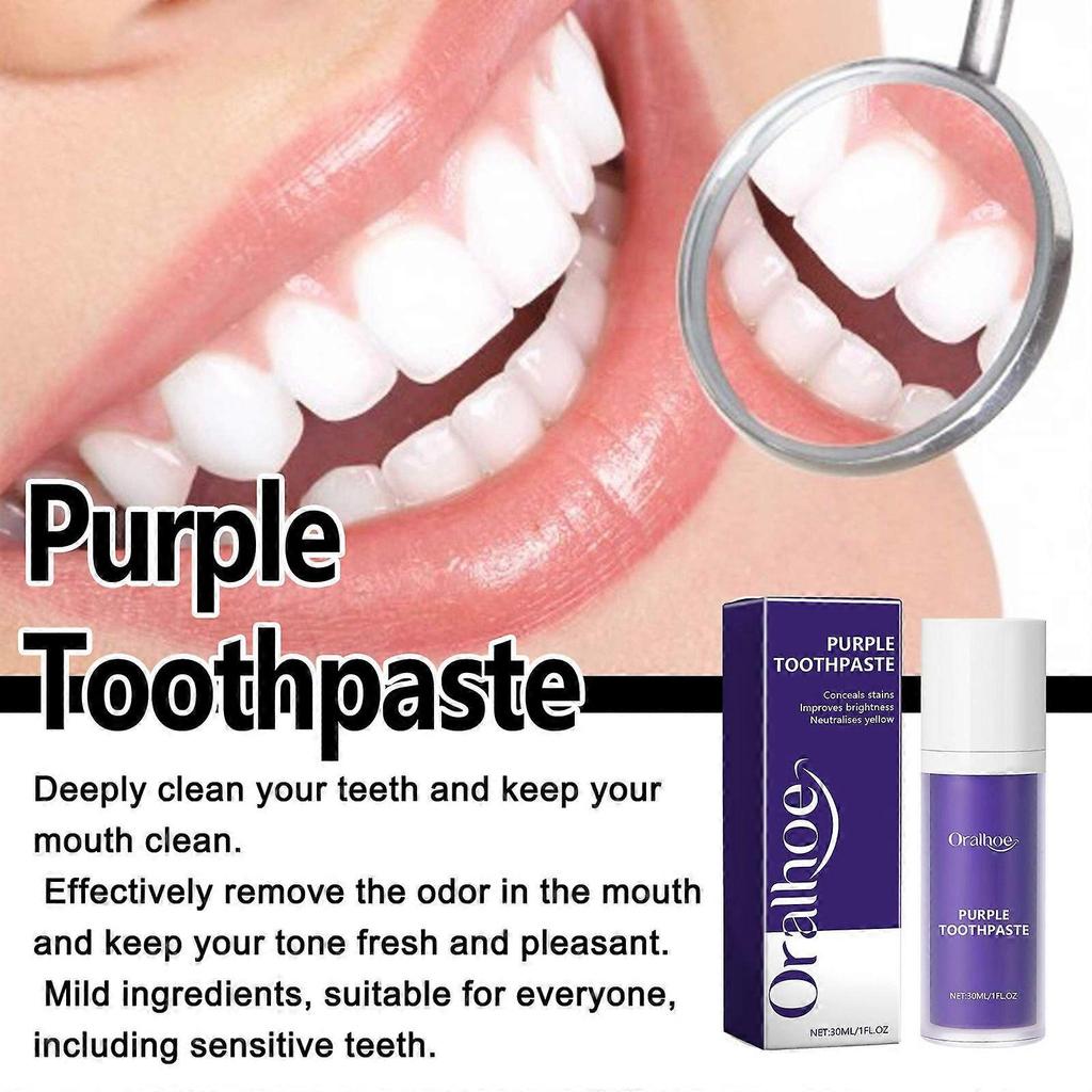 Limited time!!Oralhoe Purple Tooth Whitening Toothpaste, Deep Cleansing For Plaque And Stains, Freshens Breath