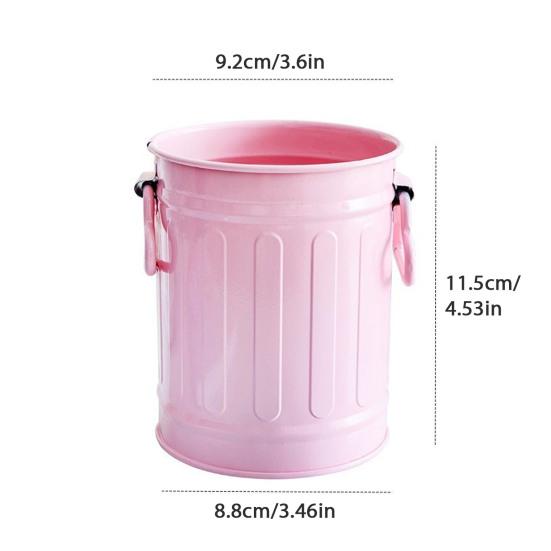 Yousheng Vintage Metal Pen Holder Large Capacity Desk Organizer for Office Pens Pencils Makeup Brushes Rust-Proof Iron Bucket with Handles