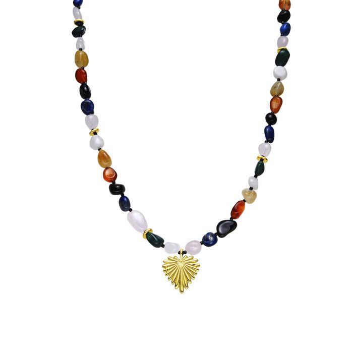 Collier Luxenter avec pierre naturelle multicolore finition or 18k - Ilisen