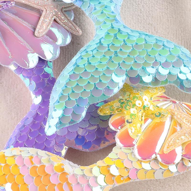 Handmade Embroidered Starfish and Fish Tail Patch with Beads