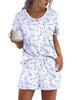 1116 European and American Summer New Fashionable Simple High-Quality Digital Print Short Sleeve and Shorts Loose Two-Piece Set
