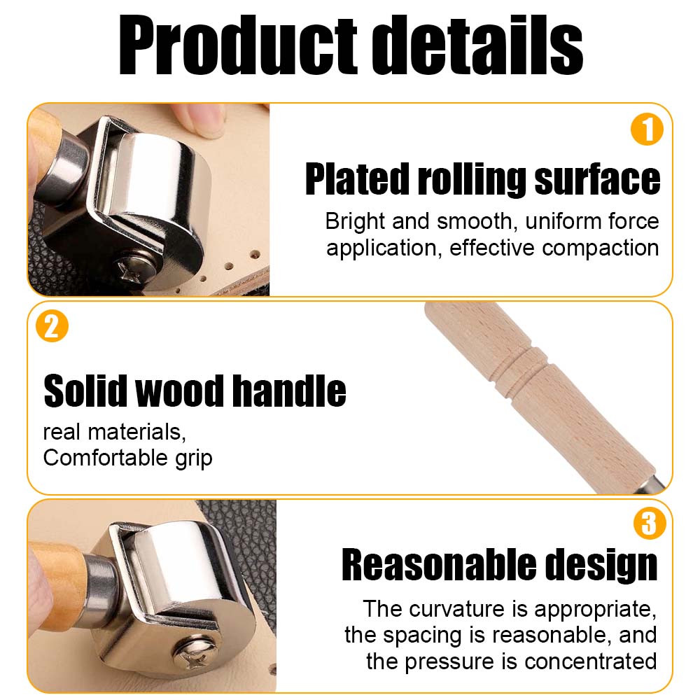 2PCS Leather Roller Push Wheel Manual Leather Pressing Tool For Leather Processing Leather Goods Making Leather Repair DIY Craft