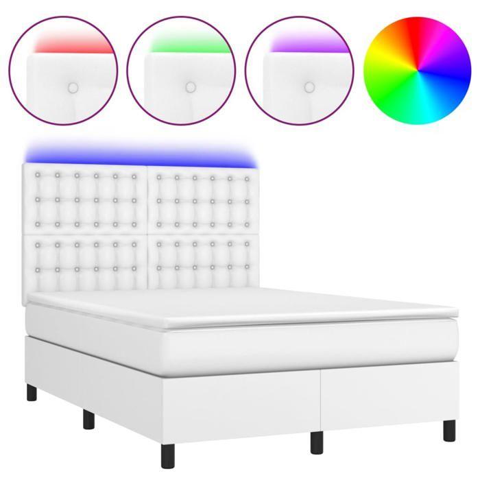 VidaXL Sommier à Lattes de Lit avec Matelas et LED, Lit Rembourré, Lit Double, Lit Adulte de Chambre à Coucher Intérieur, 3135940