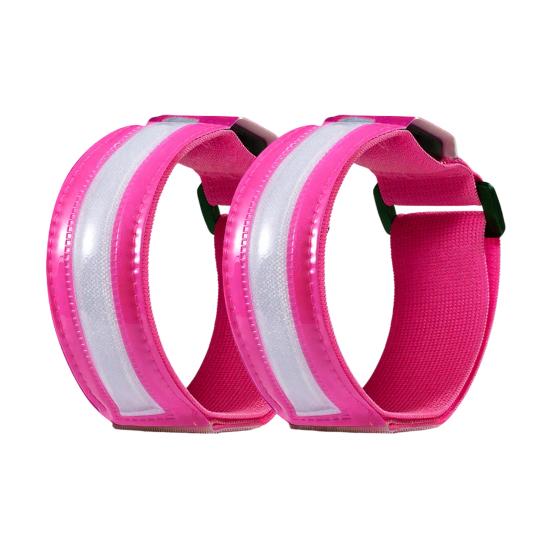 2Pcs LED Light-Up Armband High Visibility Luminous Reflective Safety Band Adjustable Outdoor Night Walking Running Riding