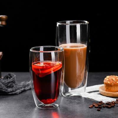 150/250/350/450ml Double Wall Layer Cup Coffee Glass Tea Insulated Mug Wine Beer Milk