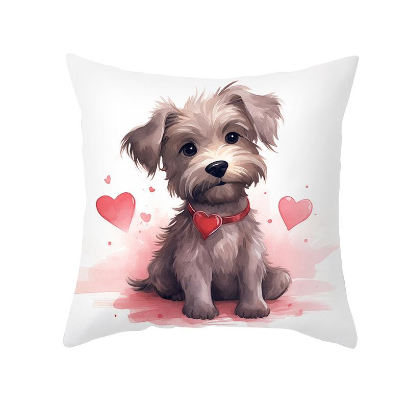 Valentine's Day Love Animal Cushion Cover Cute Pet Cute Puppy Print Sofa Cushion Cover New Cushion Cover