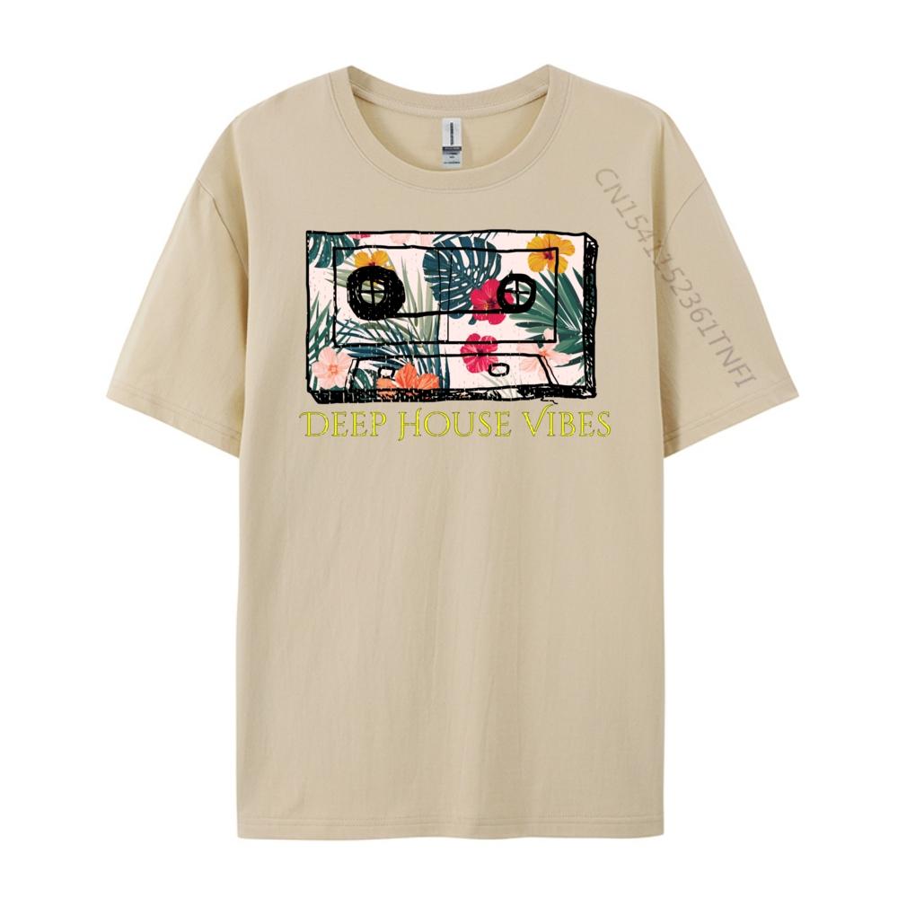 Deep House House Music Cassette Tape T Shirts For Men Original Mens TShirts Graphic Cotton Short Sleeve