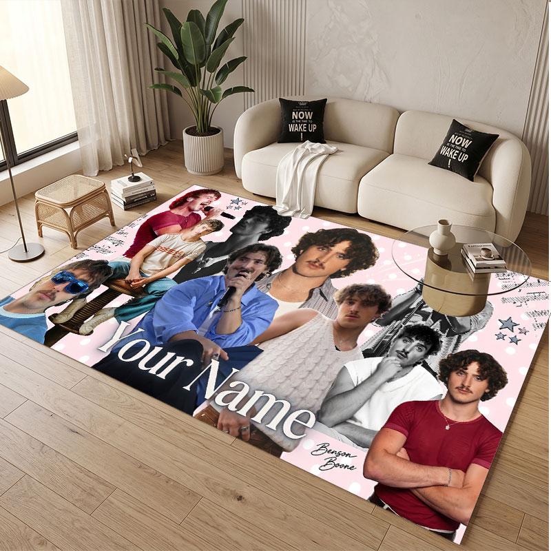 Custom Name Crystal Velvet Rug,Benson Boone Comfortable Anti Slip Floor Mat For Room Decoration
