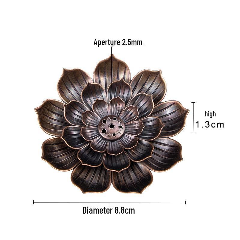 Lotus Alloy Multi-Hole Incense Holder and Burner Tray - Ornamental Incense Diffuser for Sticks