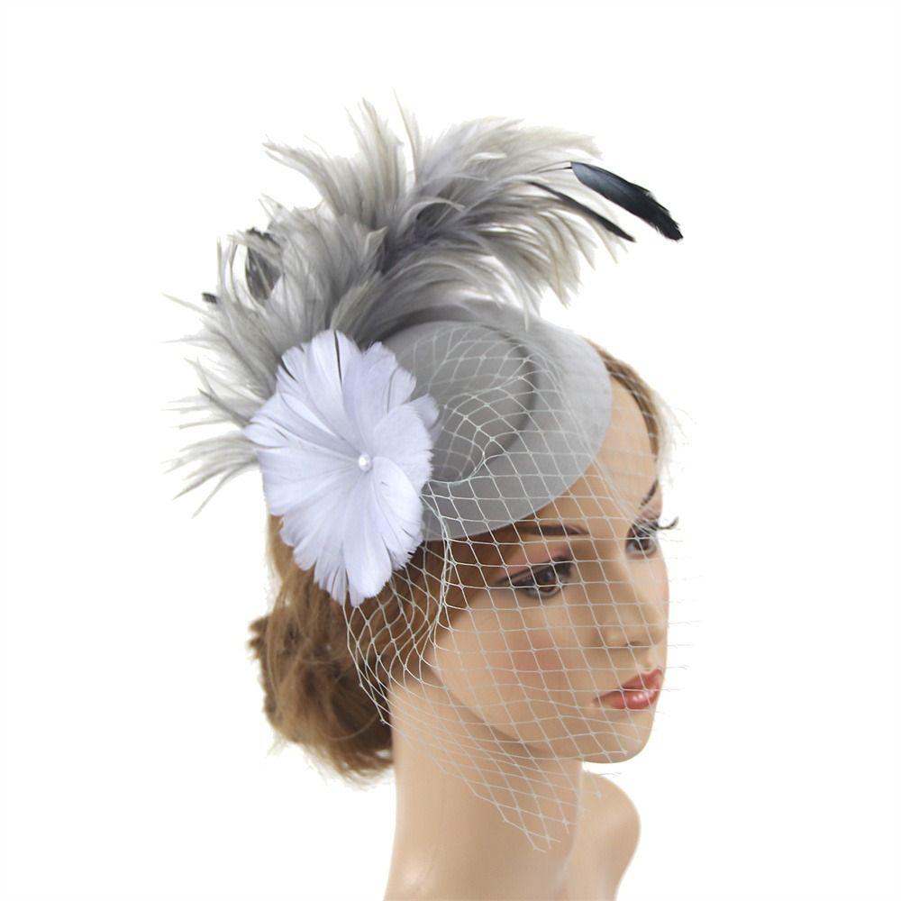 IBLUELOVER Cappello Fascinator Con Fiore, Piuma E Rete Per Matrimonio E Cerimonie - Nero, Clip Inclusa