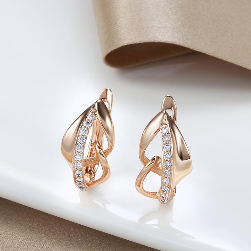 New Unusual Earrings  Rose Gold Micro Wax Inlay Natural Zircon Women Earrings Fashion Party Wedding Jewelry