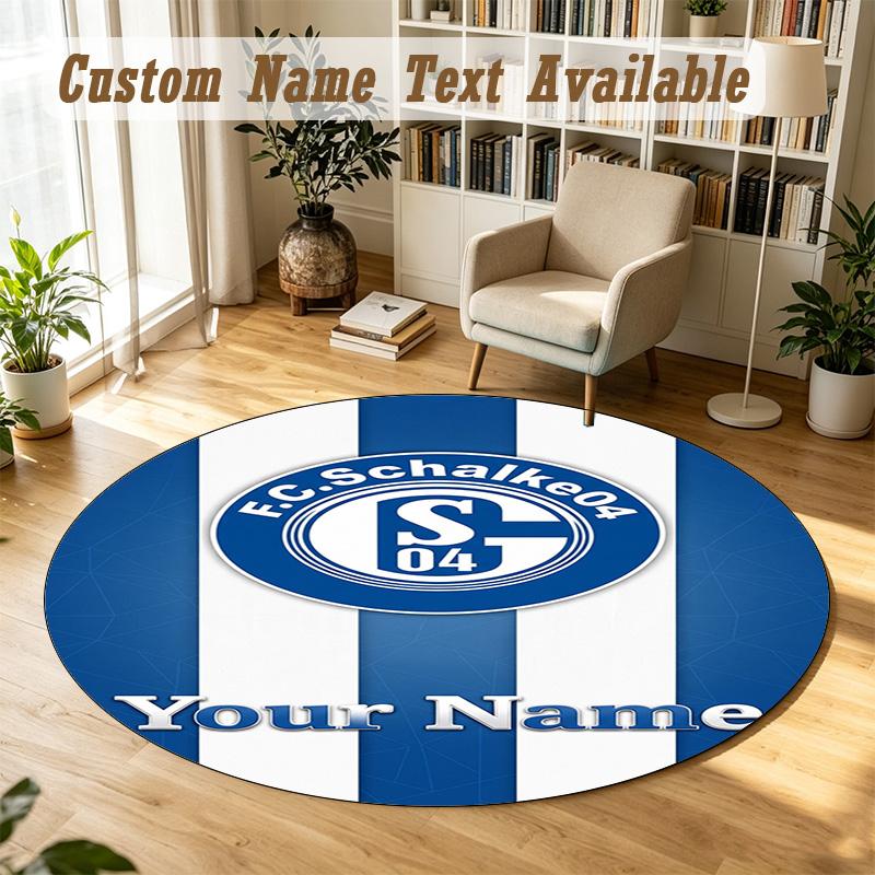Round Rug Custom NameSchalke 04 FC Pattern Non Slip Carpet Home Floor Decor