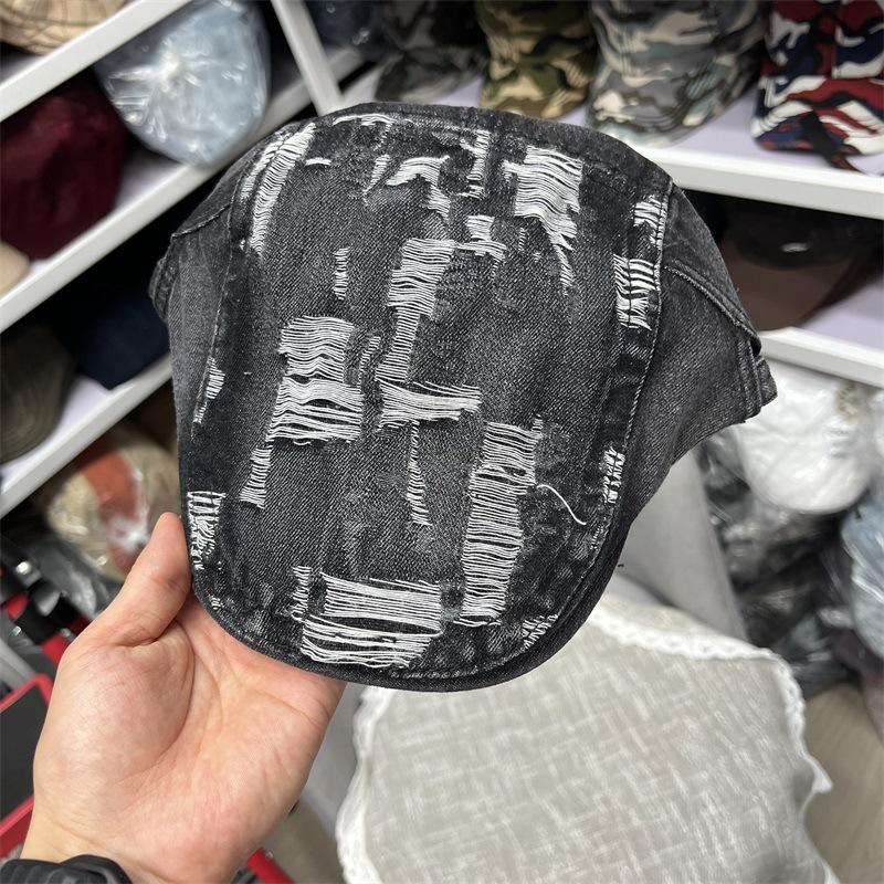 Old ripped duck tongue cowboy hat children autumn and winter fashion versatile beret bud forward hat tide