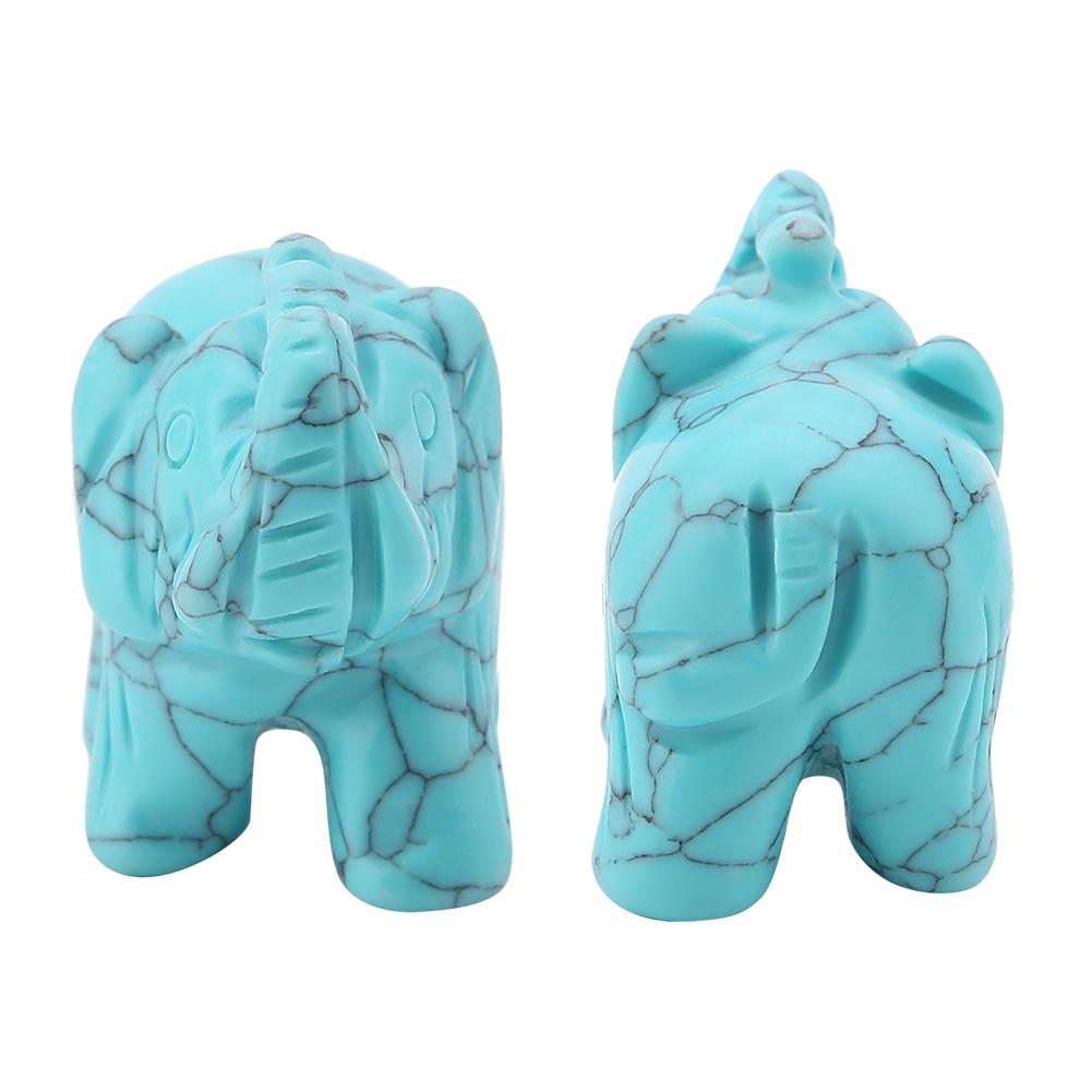 1.5inch Natural Stone Carved Elephant Crystal Figurine Home Decoration Furnishing Article (#02)