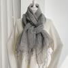 Men/Women Tassels Linen Scarves Shawls Wraps Autumn Sunscreen Linen Scarf Women's Solid Color Tassel Shawl for Women