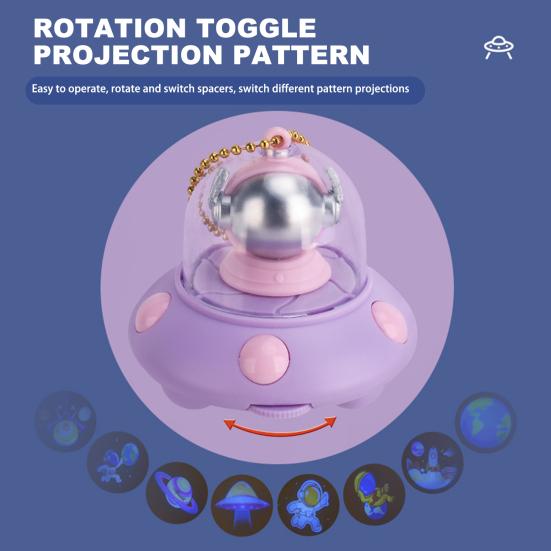Uzay Gemisi Uçan Daire Anahtarlık 8 Desen Projeksiyon Dönebilen Sevimli Renkli Işıklar Kolye Oyuncak Çıkarılabilir Zincirli Çocuklar Yetişkinler için