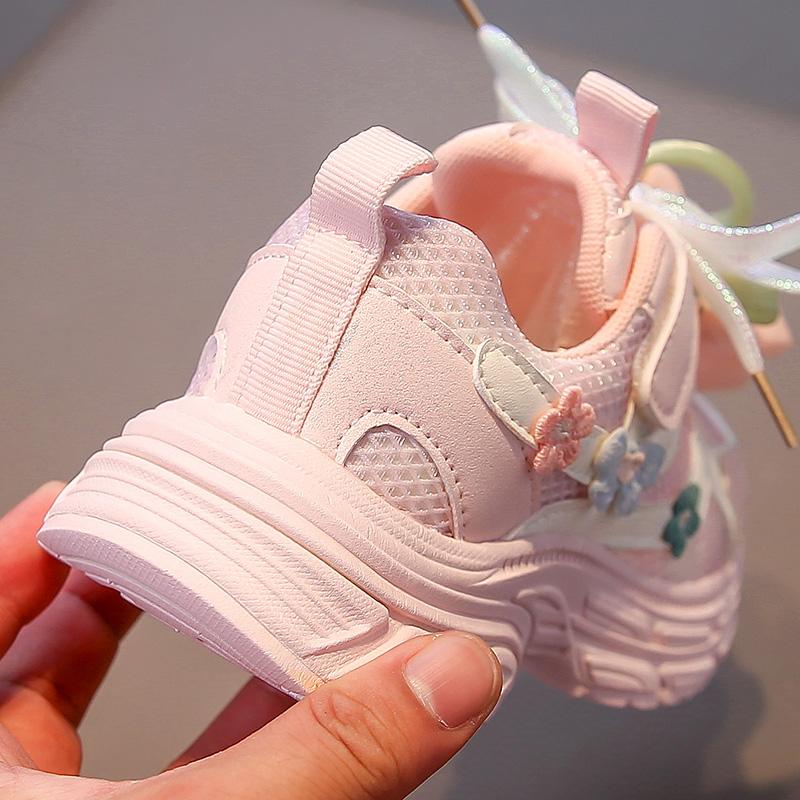 Girl's Casual Shoes New Style Appliques Wear-resistant Soft Rebound Durable Teens Girl Sneakers Student Hicking Shoes Kid I08265