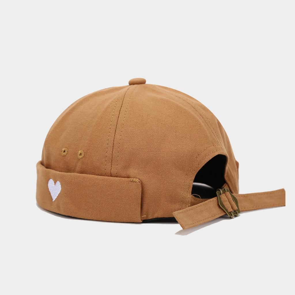 Unisex Heart Embroidered Docker Hat Brimless Skullcap for Women Daily Street Wear