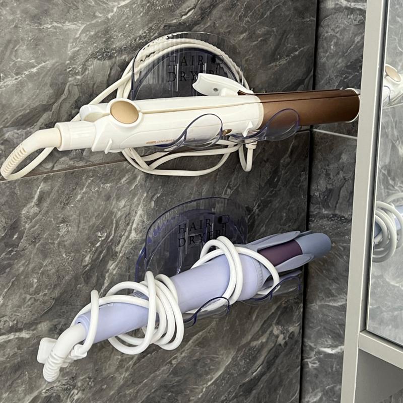 Držák na vysoušeč vlasů Nástěnná žehlička na vlasy Stojan na vlasy Koupelnový organizér Police Samolepící plastový úložný stojan