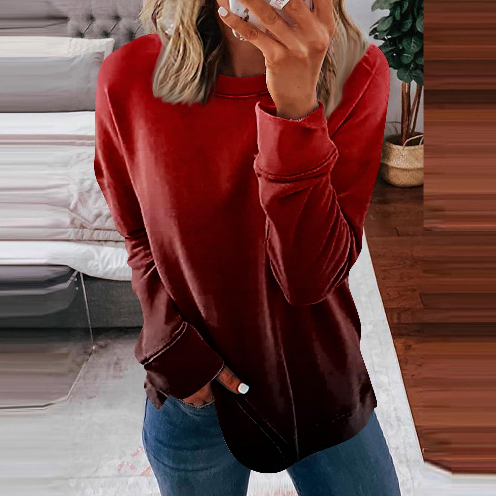 

Женская повседневная модная блузка с длинным рукавом и круглым вырезом с цветочным градиентным принтом и круглым вырезом XXL винный