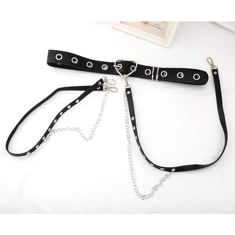 Harajuku Dark Girl Punk Goth Style Love Buckle Belt Decoration Jk Waist Chain Strap Cool