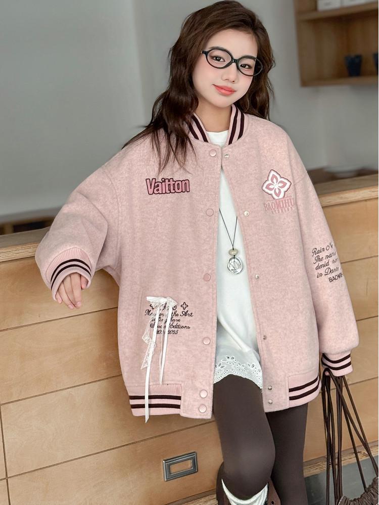 2025 Mädchen Rosa Langarm Stilvolle Herbstjacke