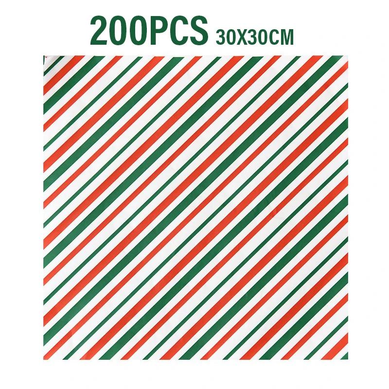 100Pcs Christmas Theme Paper Liners Sandwich Wrapping Paper 8Style Wax Paper Sheets For BBQ Picnic Festival Party Fast Food Tool