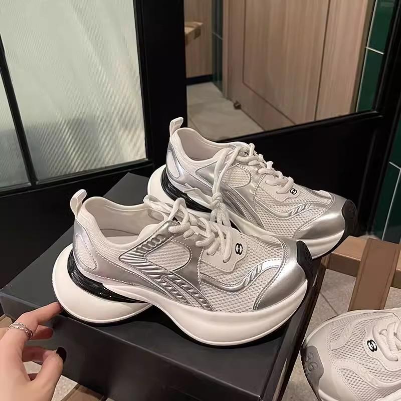 

Spring platform dad shoes women s new thin breathable mesh shoes fashion casual running sneakers 40 серебряный