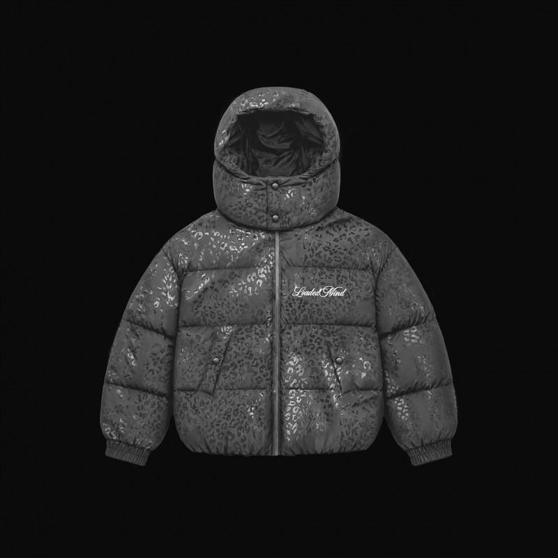 Street Vintage Winter Puffer Jacket Leopard Print Zip-Up Thick Warm Unisex Outdoor Coat
