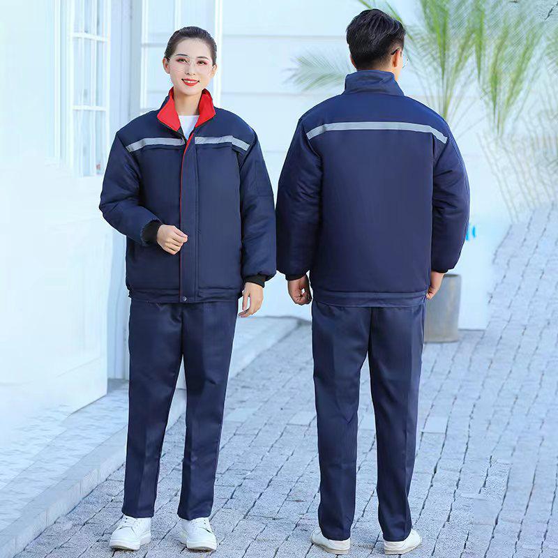 Herren Verdickte Winter Gefütterte Arbeitsjacke mit Stehkragen für Baustellen