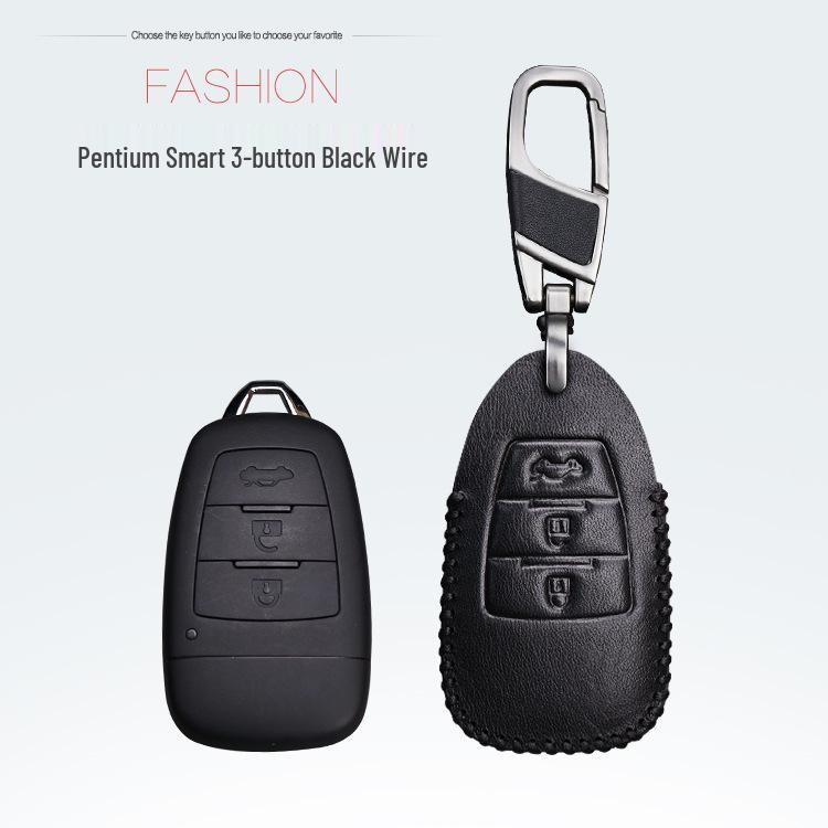 Genuine Leather Key Cover for 2019 Benteng X80 Car - Men's Key Bag with Buckle