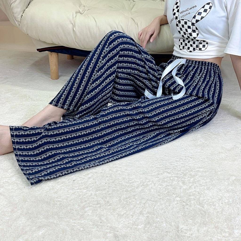 Summer Thin Cotton Rayon Ultra-Light Puff Wide Leg Ankle Pants for Women  Home Pants Plus Size Artificial Cotton Pants