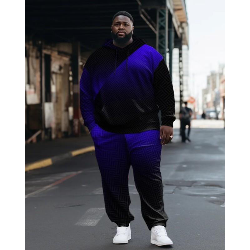 Mens 3D Digital Print Hooded Sweatshirt Jogger Pants Set Sporty Casual Outfit Travel