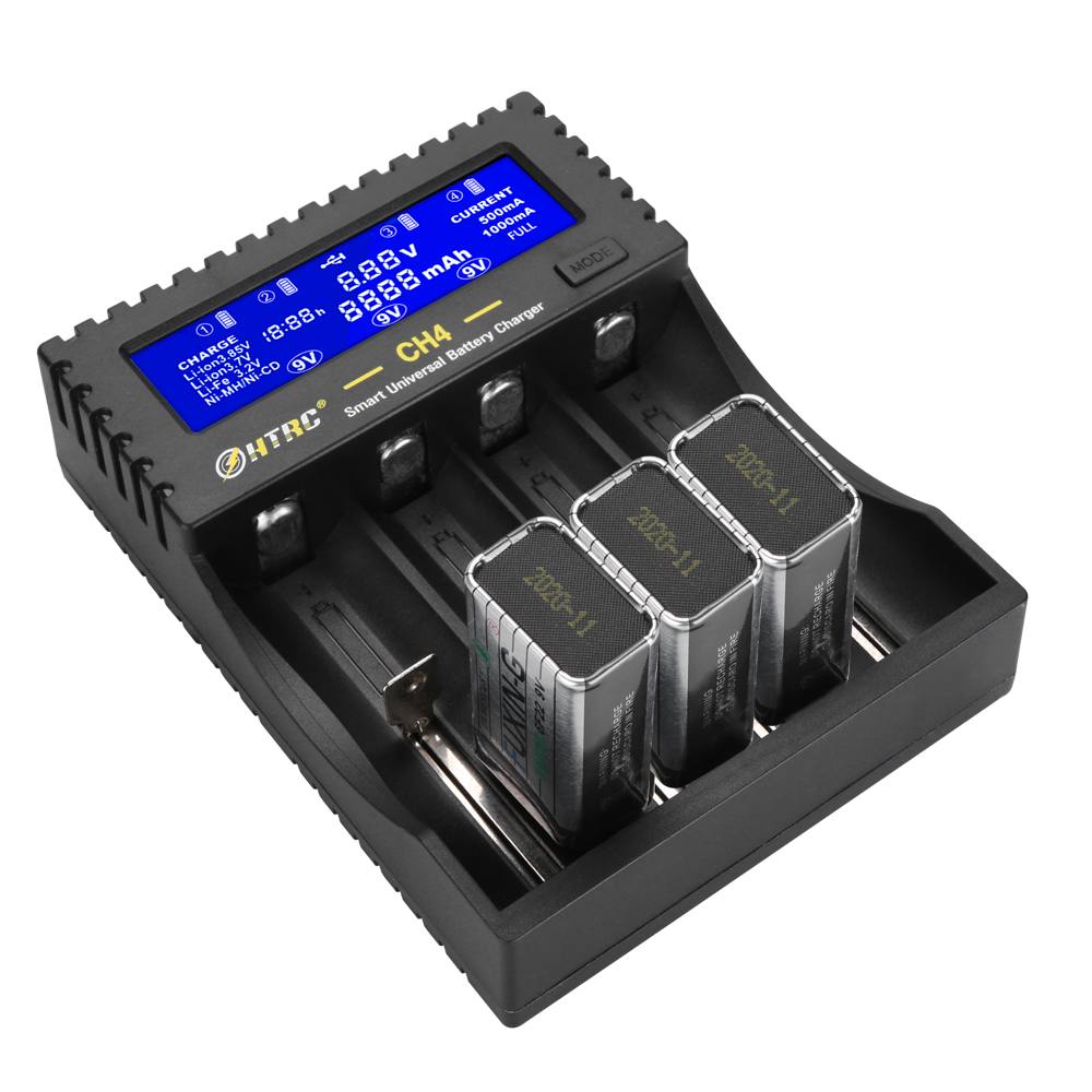 

HTRC CH4 Battery Charger Li-ion Li-fe Ni-MH Ni-CD Smart Fast Charger for 18650 26650 6F22 9V AA AAA 16340 14500 Battery Charger