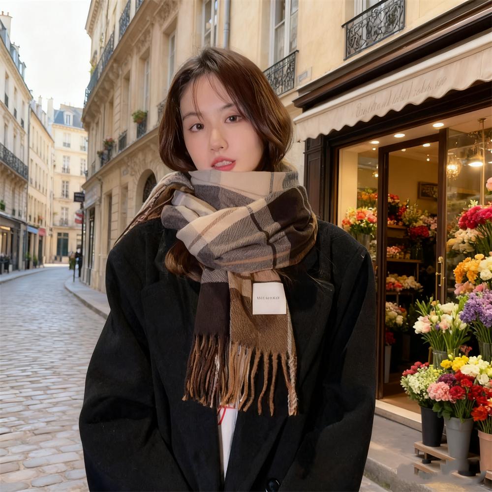 2025 New Thick Warm Winter Scarf Design Print Women Shawl Lady Wrap Tassel Scarves Knitted Men Foulard Blanket  200*50CM