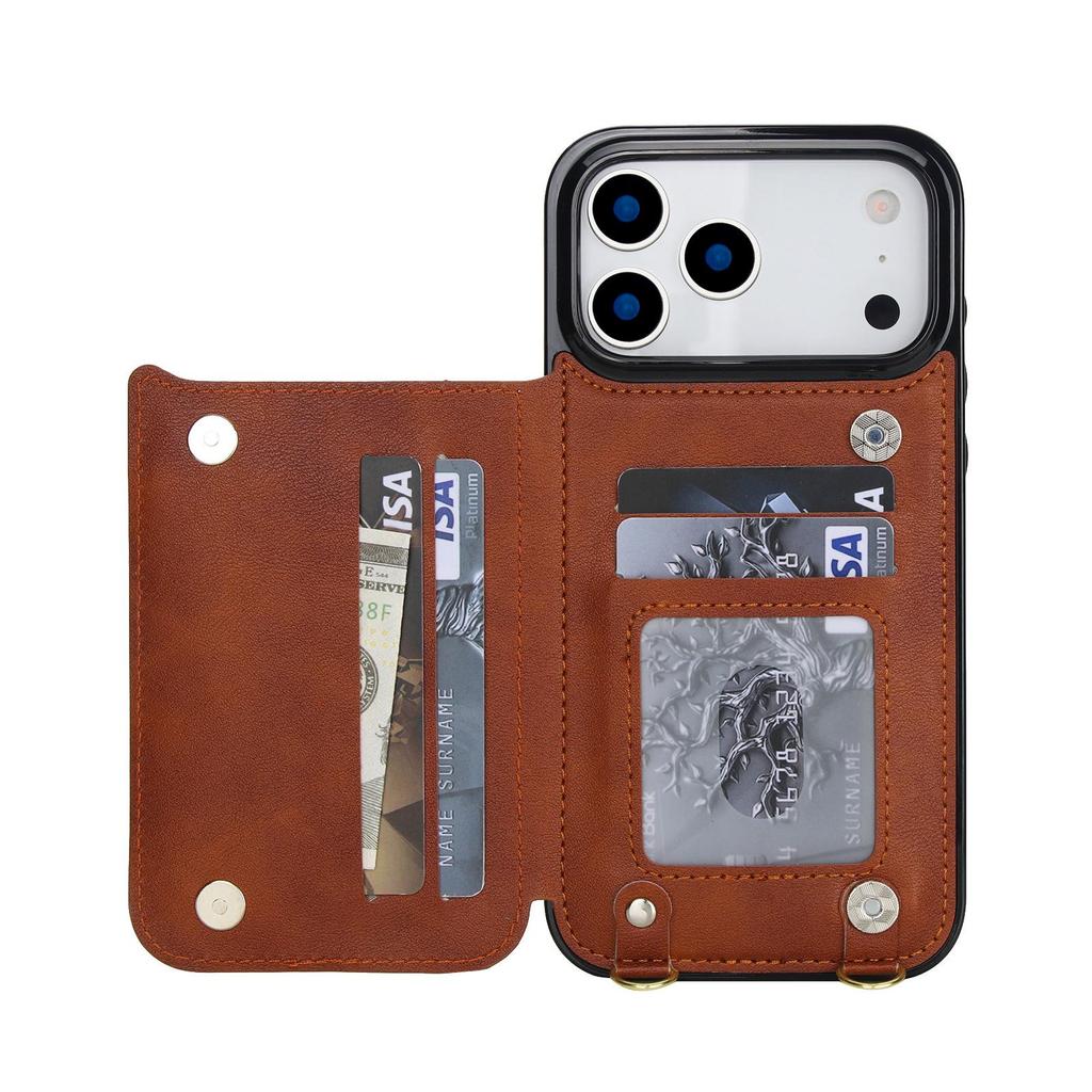 Leather Crossbody Buckle Holder with Card Slot for iPhone 17 Pro Max