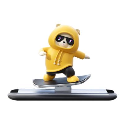 Akcesoria samochodowe figurka akcesoria samochodowe dekoracja samochodowa dekoracja samochodu dekoracja deski rozdzielczej samochodu niedźwiedź na deskorolce