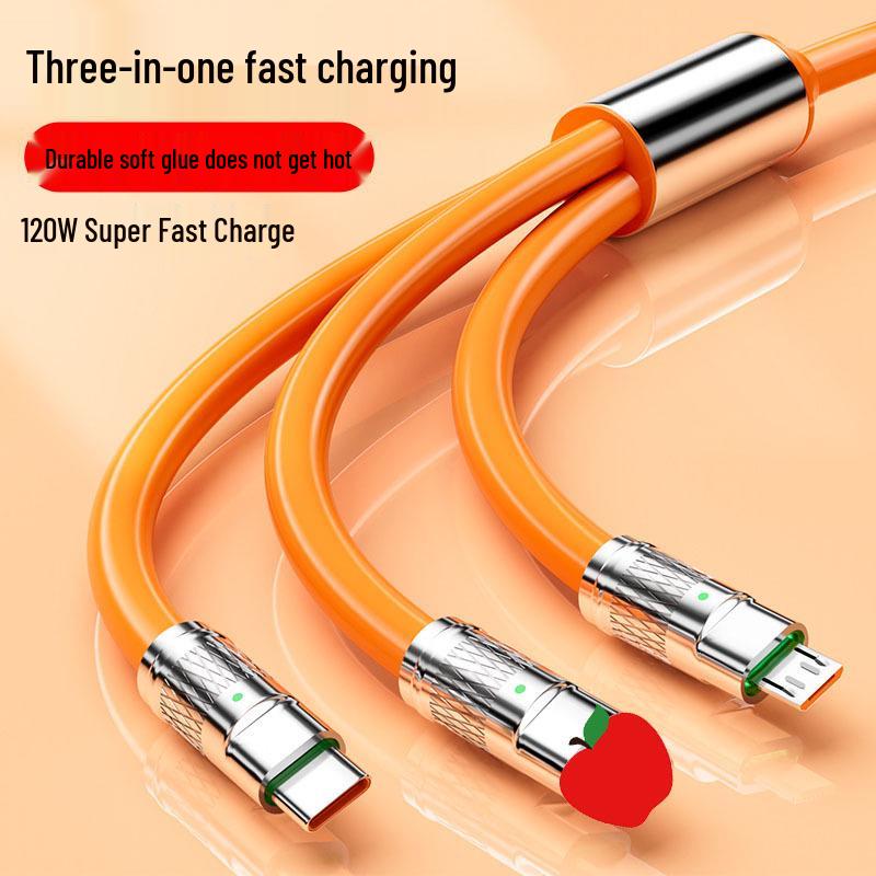 Multi-Device 120W Fast Charging Cable for Apple, Android, Huawei with Type-C (6A)