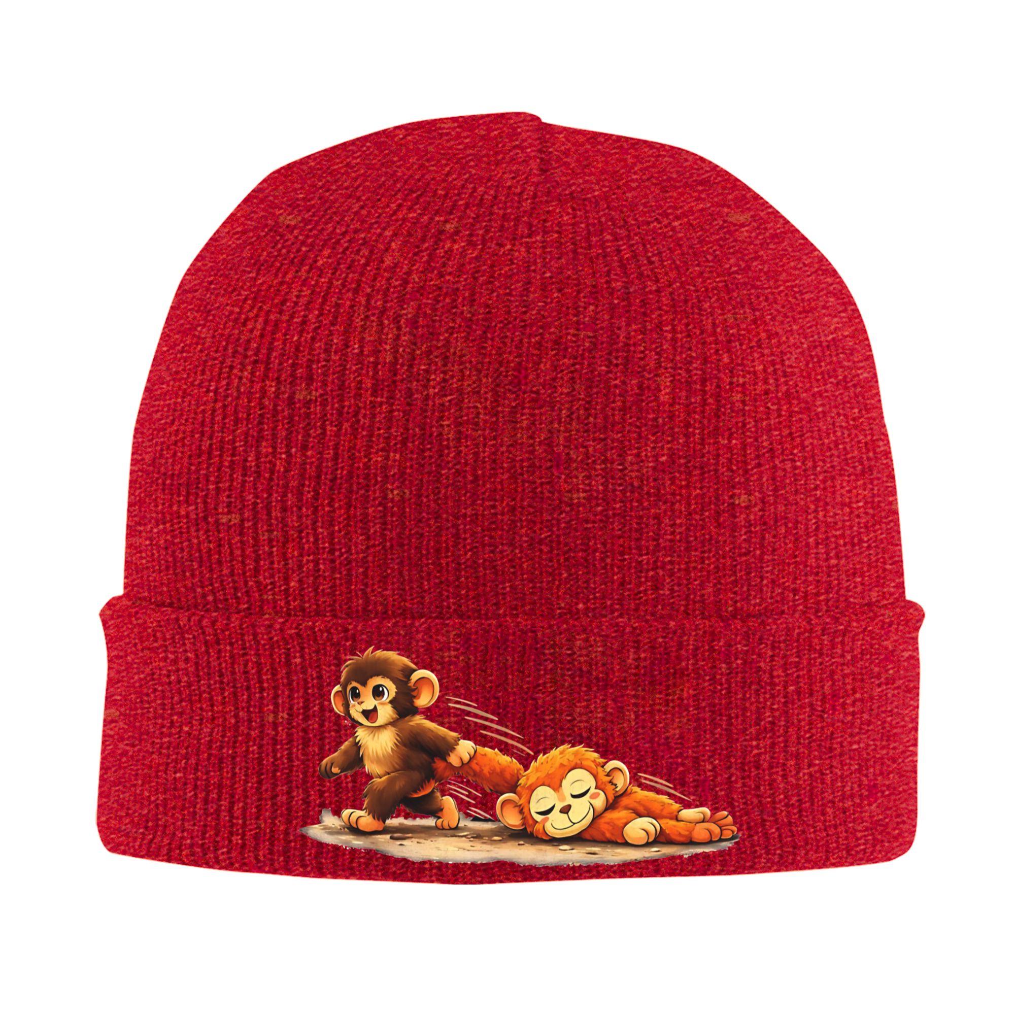 

Baby Punch Monkey Lonely Punch Monkey Bonnet Hats Beanie Hats Autumn Graphic Skullies Beanies Street Female Male Elastic Cap One Size