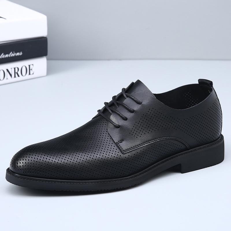 

Hollow men s shoes leather breathable Korean version of business leather shoes youth comfortable spring and summer soft-faced formal leather shoes ma 38