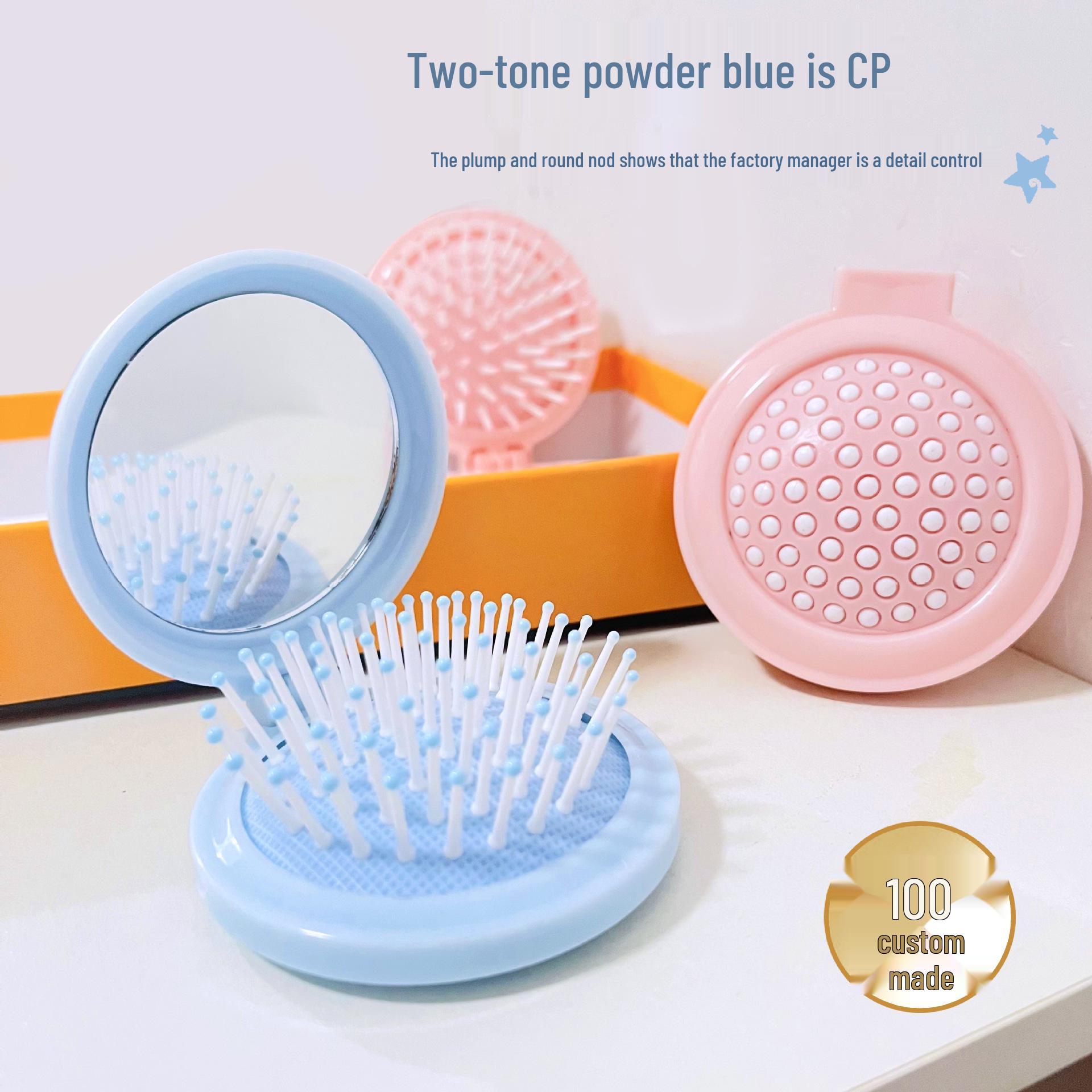 

Portable Folding Makeup Mirror with Air Cushion Comb for Girls 7.5x6.5x3 cm
